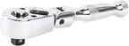 ARES 42044 - Flex Head Stubby Ratchet - 3/8-Inch Drive 72-Tooth Ratchet - Premium Chrome Vanadium Steel Construction & Mirror Polish Finish - Quick Release Reversible Direction Head Design