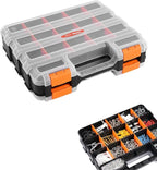 VEVOR Small Parts Organizer, 34-Compartment Double Side Tools Organizer Box with 24 Removable Dividers, PP Hardware Storage Box with Safety Latch & Portable Handle for Nuts, Bolts, Screws, Nails