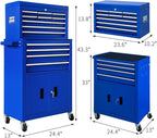 13 Drawers Rolling Tool Chest with Double Door Handle,Large Capacity Tool Storage Cabinet With Drawers, Locking Mechanical Tool Cart With Liner,Portable Tool Box For Repair Workhop (Blue)