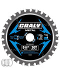 CRALY 5-3/8 Inch 30 Teeth Steel and Ferrous Metal Cutting Circular Saw Blade, 20 mm Arbor, Thin Kerf, Professional Carbide Tipped Blade for Angle Iron, Threaded Rod, EMT Conduit(C0530MC)