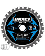 CRALY 5-3/8 Inch 30 Teeth Steel and Ferrous Metal Cutting Circular Saw Blade, 20 mm Arbor, Thin Kerf, Professional Carbide Tipped Blade for Angle Iron, Threaded Rod, EMT Conduit(C0530MC)