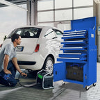 13-Drawer Double Door Rolling Tool Chest, 2 in 1 Detachable Tool Chest,Tool Box with Drawers and Wheels, Large Tool Cabinet with Lock, Metal Standing Toolbox for Garage Workshop-Blue