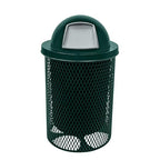 RDT-DGRN Heavy Duty 32 Gallon Round Trash Receptacle, Liner Included, Dark Green with Black Dome, Made in America