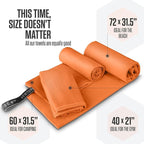 VENTURE 4TH Quick Dry Towel. Microfiber Travel Towel Ideal for Camping, Hiking, Backpacking, Gym. Lightweight & Fast Drying Travel Towels for Body. Compact & Easy to Pack - Orange Large