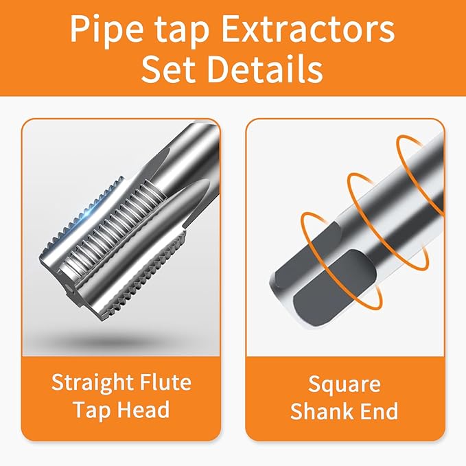 2-Piece NPT Pipe Tap Set, Precision Carbon Steel NPT Tap Set for Clean Accurate Threads, 1" NPT Tap, Perfect for Plumbers Mechanics DIYers, with Durable Plastic Case.