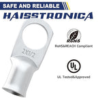 haisstronica 10pcs 2 AWG - 1/2" (M12) Tinned Copper Battery Lugs, Heavy Duty Copper Wire Lugs with 10pcs 3:1 Adhesive Heat Shrink Tubing, 2 Gauge Wire Lugs, Tinned Copper Battery Cable Ends
