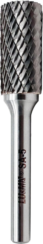 SA-5 Tungsten Carbide Burr Cylinder Shape Double Cut Rotary Burr File(1/2” cutter Dia X 1”Cutter Length) with 1/4'' Shank dia By LU&MN