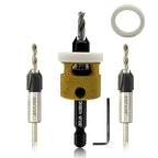 3 Pcs Countersink Drill Bit Set, HSS M2 Tapered Bits #10#12#14-1/8" 9/64" 5/32" Drill, 3/8” 82° Counter-Bore, 1/4” Hex Shank, with Adjustable Depth Stop for Accurate Woodworking with Carrying Case