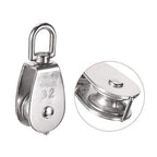 Rocaris 6 Pack M32 Stainless Steel Wire Rope Crane Pulley Block 551lbs Lifting Crane Swivel Hook Single Pulley Block Hanging Wire Towing Wheel