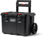 Keter Stack-n-Roll Modular Tools Organizer for Garage Storage and DIY, 3 Piece Resin Rolling Tool Box System for Small Parts, Black
