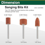 48 Pcs Aluminum Oxide Sanding & Grinding Bits, 3 Types 1/8 Shank Rotary Tool Set for Woodworking, Metal Polishing
