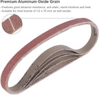 1/2 Inch x 18 Inch Sanding Belts, 8 Each of 60/80/120/180/240 Grits, Belt Sander Tool for Woodworking, Metal Polishing, 40 Pack Aluminum Oxide Sanding Belt