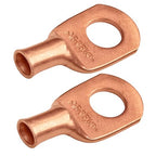 SELTERM 2pcs 6 AWG 3/8" Stud (Wide Pad) Copper Wire Lugs, Battery Lugs,Ring Terminals,Battery Cable Ends, 6 Gauge Ring Terminal Connectors,UL Heavy Duty Bare Copper Eyelets Battery Terminal Connectors