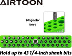 AIRTOON 2PCS 1/4" Magnetic Hex Bit Holder, 43 Holes Bit Storage with Strong Magnetic Base, Magnetic Screwdriver Bit Organizer, Red and Green