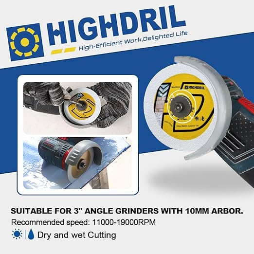 HIGHDRIL 3" 75mm Circular Saw Blade Set 4pcs - Diamond/HSS/TCT Cutting Disc for Angle Grinder Cutting Metal Copper Aluminum Tile Marble Granite Plastic Wood