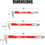 SHALL 3-Piece Nail Puller Tool Set, 12’’, 10’’, 8’’ - Heavy Duty & Mini Cats Paw Pry Bar, Utility Claw Bar, Wonder Bar, 40Cr Alloy Steel Crowbar Tool for Home Remolding & Woodworking