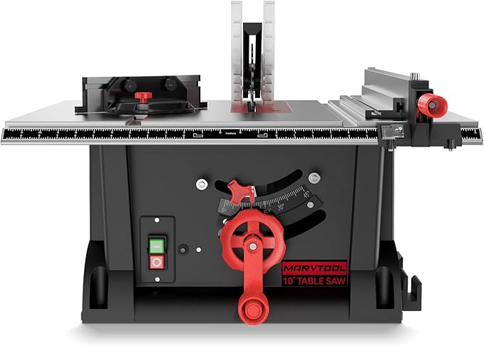 15Amp Portable Table Saw 10 inch, 4600RPM Compact Tablesaw with 36T Blade, 90°Cross Cut & 0-45°Cutting, Multifunctional Benchtop Saw for DIY Furniture Making Woodworking