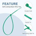 PATIKIL Cable Zip Ties 12 Inch, 100 Pcs Self-Locking Nylon Wire Tie Wraps Heavy Duty Cord Management with 50 lbs Tensile Strength for Indoor and Outdoor, Green (0.1" W)