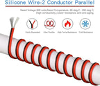 BNTECHGO 22 Gauge Flexible 2 Conductor Parallel Silicone Wire Spool Red Black High Resistant 200 deg C 600V for Single Color LED Strip Extension Cable Cord,Model,100ft Stranded Tinned Copper Wire