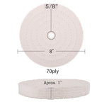 SCOTTCHEN Buffing Polishing Wheel 8" x 5/8" Arbor x 70Ply White Fine Cotton for Bench Grinder - 2 PCS