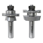 Professional 2PCS Shaker Style Rail and Stile Router Bits Set 1/2 Inch Shank, 3/8 Inch Cutting Depth, Up to 7/8 Inch Stock, Perfect Door Frame Shaper Cutters Raise Panel Making Router Bit Set