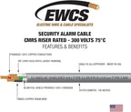 22 AWG 4/C Stranded 100% Copper EWCS CMR Riser Rated Shielded Sound & Security Cable UL Listed 300 Volts - 500 Feet