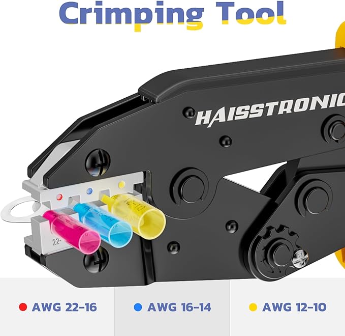 haisstronica Wire Stripper and Crimping Tool,AWG 24-10 Automatic Stripper Tool with AWG 22-10 Ratchet Wire Crimper For Heat Shrink Connectors