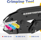 haisstronica Wire Stripper and Crimping Tool,AWG 24-10 Automatic Stripper Tool with AWG 22-10 Ratchet Wire Crimper For Heat Shrink Connectors