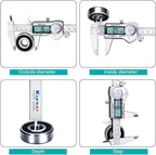 Kynup Digital Caliper, Measuring Tool, Digital Micrometer Caliper with Stainless Steel, IP54 Splash Proof Protection Design, Inch Metric Fraction Conversion, Large LCD Screen (6Inch/150mm)