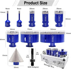 SHDIATOOL Diamond Tile Drill Bits Set,Porcelain Hole Saw, Cutter for Marble Ceramic Granite 10pieces(6/6/20/25/35/50/75/100mm/2 inch)