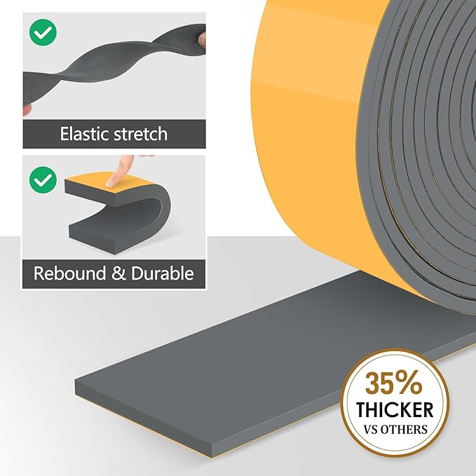Pipe Insulation Tape, Outdoor Water Pipe Insulation Wrap, Foam Insulation Tape for Outdoor Pipes Winter Freeze Protection, Heat Tape for Water Pipes, Copper Pipes, PVC, AC Line, 2in x 15ft, Grey