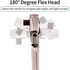 10 Piece Flex Head Ratchet Set, 1/4", 3/8" and 1/2" Drive Swivel Head Ratchet Wrench with Extension Bar and 4pc Adapter, 72-Tooth Flexible Wrench Handle with Quick-Release Reversible Design