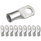 SELTERM 10pcs 1/0 AWG-3/8 Stud Tinned Copper Wire Lugs, Heavy Duty Battery Cable Ends,0 Gauge Ring Terminals, UL Battery Lugs Marine Grade Copper Eyelets Electrical Battery Terminal Connectors