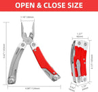 HANSHI G10 Handle Multitool Pliers with YG10 Tungsten Steel Replaceable Wire Cutters 12 in 1 Multi Tool Pocket Knife with Safety Lock,Saw,Bottel Opener for Camping,Survival with Nylon Sheath (red)