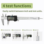 Digital Caliper 0-6" Measuring Tool with Metal Ruler, Micrometer Caliper with Auto-Off Feature, Interchangeable Between inches and millimeters for DIY/Household and 3D Printing, Black