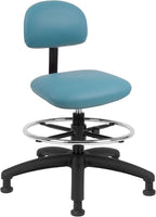 Chair Master FSS Series Square seat Mid-Stool (19"-27") seat height chair. Fabric Vinyl-for Office, Garage, Desk, Shop, Computer, Doctor, Medical, Easy to Clean! 18" Footring (Aqua, Mid Stool, Glides)