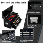 8-Drawer Rolling Tool Chest with Wheels - High Capacity Tool Cabinet with Detachable Top Toolbox for Garage and Workshop Organization - Metal Tool Cart with Liner & 6 Hooks, Black