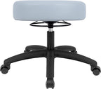 Chair Master 17" Round Vinyl Fabric Stool, Table Height, 360 deg Level Activation, Heavy Duty, Lab, Medical, Garage, Home, Spa, Cleanroom (Self Braking, Gray)
