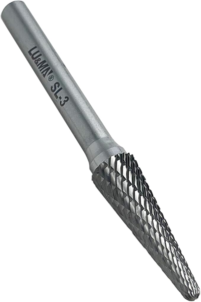 SL-3 Tungsten Carbide Burr Rotary File, Taper Shape Double Cut, 1pc by LU&MN