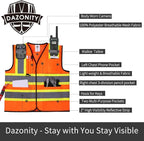 Dazonity Safety Vest with Multi-Pockets,2pcs,Reflective & High Visibility for Work,Construction,Parking,Warehouse,Yellow