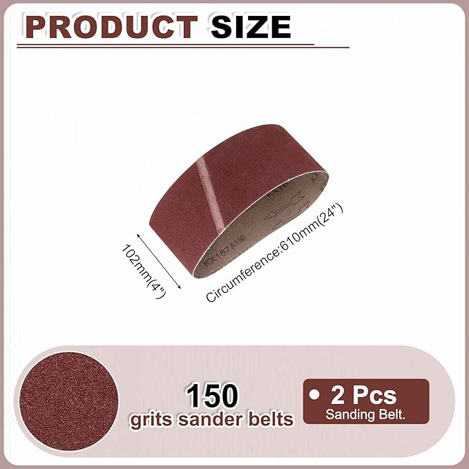 HARFINGTON 4 x 24 Inch Sanding Belts, 12 Pcs 150 Grits Aluminum Oxide Abrasive Belt Sander File Belt for Woodworking, Metal Polishing, Knife Sharpener