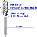 Carbide Burr Set 1/4" Shank SB-5 Die Grinder Bits Tungsten Double Cut Burr Bits (1/2" Cutter Dia X 1" Cutter Length) for Die Grinder Kits Metal Grinding Drilling Polishing (1pcs)