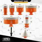 BGTEC Diamond Hole Saw Kit - 8PCS 25/35/50/75/100mm Core Bit + 20mm Finger Bit + 50mm Chamfer Bit + SDS Adapter for Porcelain Tile, Ceramic, Marble, Granite