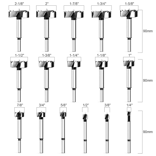 HPHOPE Forstner Bit Set 16Pcs - Forstner Bits for Wood, Wood Drilling with Storage Case