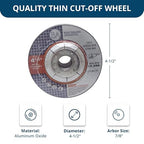 Benchmark Abrasives Grinder Cut Off Wheels 4 1/2 Inch Aluminum Oxide Depressed Center Thin Type 1 for Metals, .045" Thick 7/8" Arbor, Angle Grinder Cutting Disc, Grinding Cutting Wheel - 50 Pack