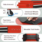 Tool Chest 13-Drawer with Double Door Handle,2 in 1 Detachable Rolling Tool Chests with Wheels and Drawers,Large Tool Box with Lock (Red＆Black)