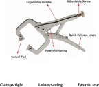 MacWork 10-Inch Welding Pipe Plier Clamp, Fast Release, C-Clamp Locking with Large V-Pads, with 5-Inch Mini C-Clamp Locking Plier