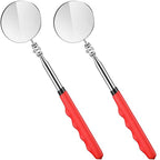 2 Pcs Telescoping Inspection Mirrors, Mechanics Mirror Tool with Long Handle, Round Extendable Mirror on a Stick for Technicians Mechanics Contractors Checking Observation(50mm,Red)