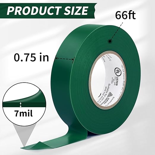 Avery Dennison Electrical Tape, Professional Grade PVC Electric Tape, UL/CSA Listed Insulating Vinyl Tape for Electrical, Repairs, Automotive and Equipment, Pro-36C, ¾ in x 66 ft, Green, 1 Roll