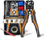5 IN 1 Self-Adjusting Wire Stripper Kit, Automatic Wire Stripper for AWG 24-10, LED Voltage Detector Pen, 23 ft Insulating Tape, 99 Insulated Terminals and 25 Cable Ties